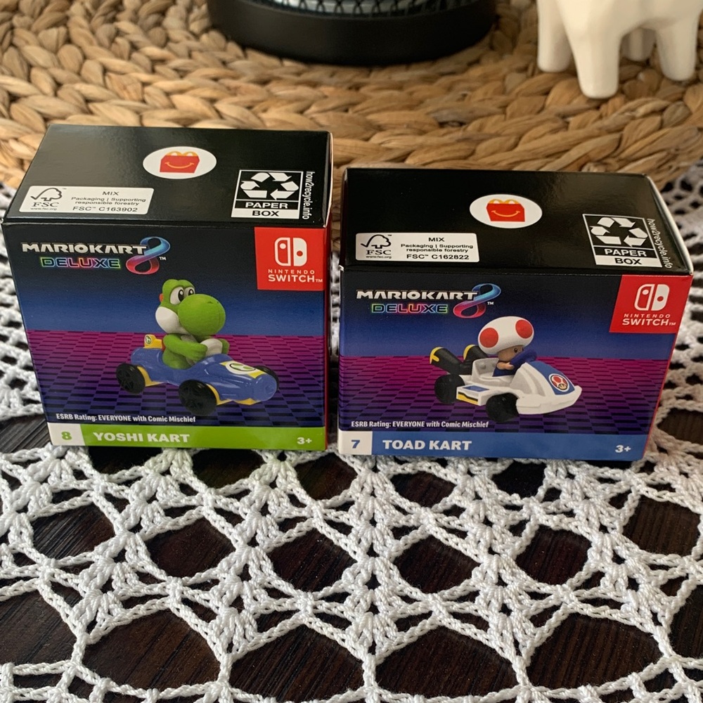 McDonald’s Nintendo Mario Kart Deluxe Yoshi and Toad Figures